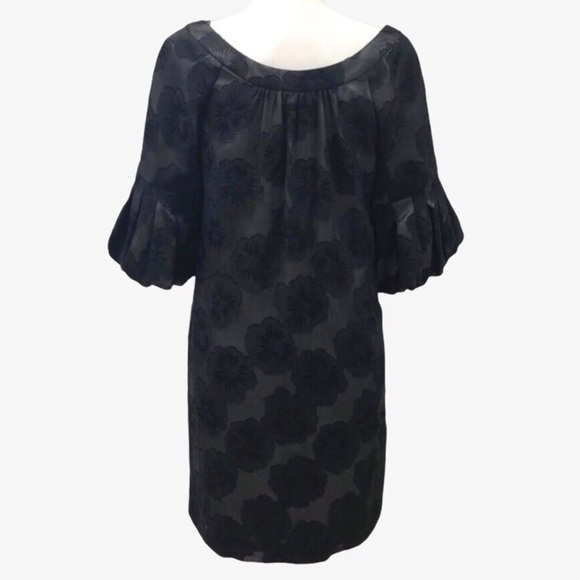 Ali Ro Anthropologie Silk Dress Floral Shift Dress Black Size 2 Scoop Neck - Picture 4 of 8